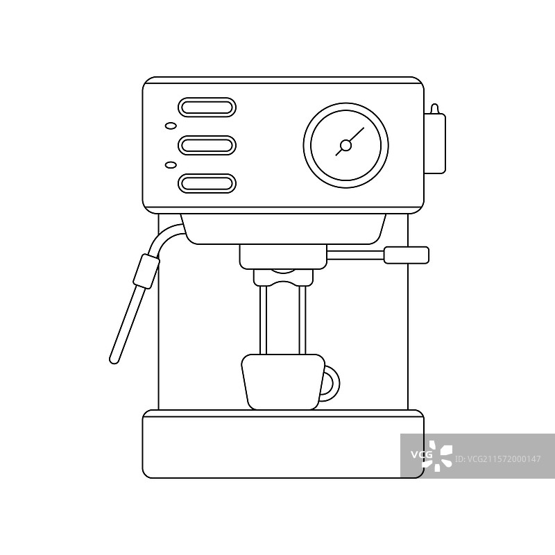 白色背景上的咖啡机轮廓图标图片素材