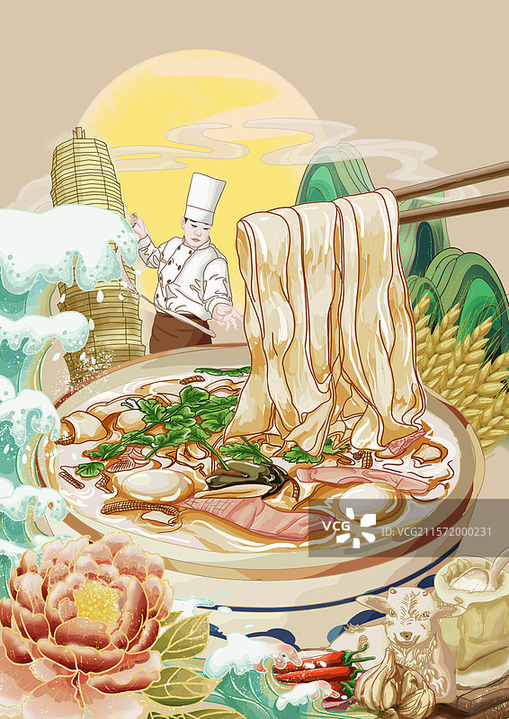 河南烩面是“中国十大面条”之一河南三大小吃之一，是一种荤、素、汤饭聚而有之的传统风味小吃，分为汤面和图片素材