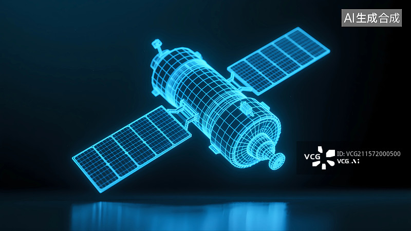 【AI数字艺术】全息图像人造卫星3D渲染图片素材