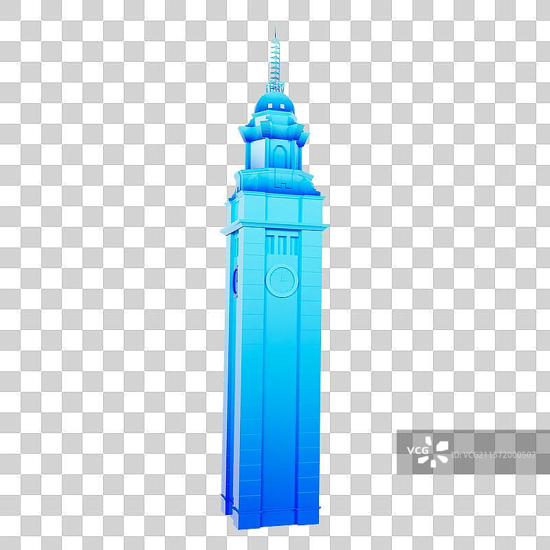 3D渲染的香港地标建筑香港尖沙咀钟楼元素图片素材