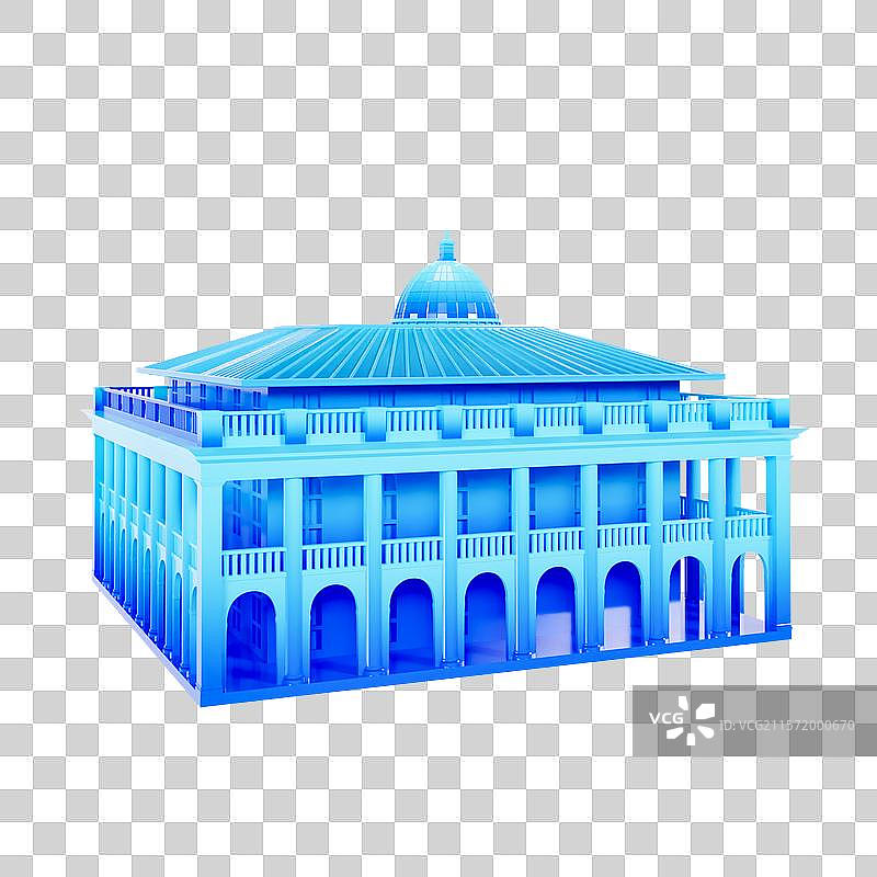 3D渲染的香港地标建筑香港立法会大楼元素图片素材