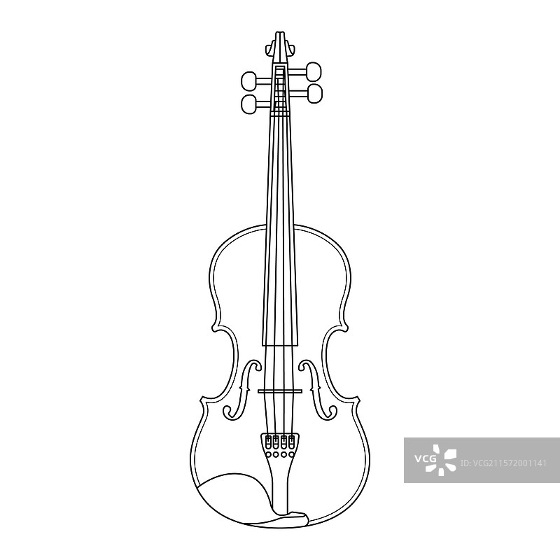 白色背景上的小提琴轮廓图标图片素材