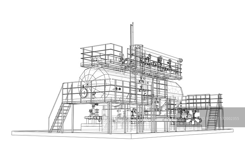 3D渲染的带阀门的工业储罐图片素材