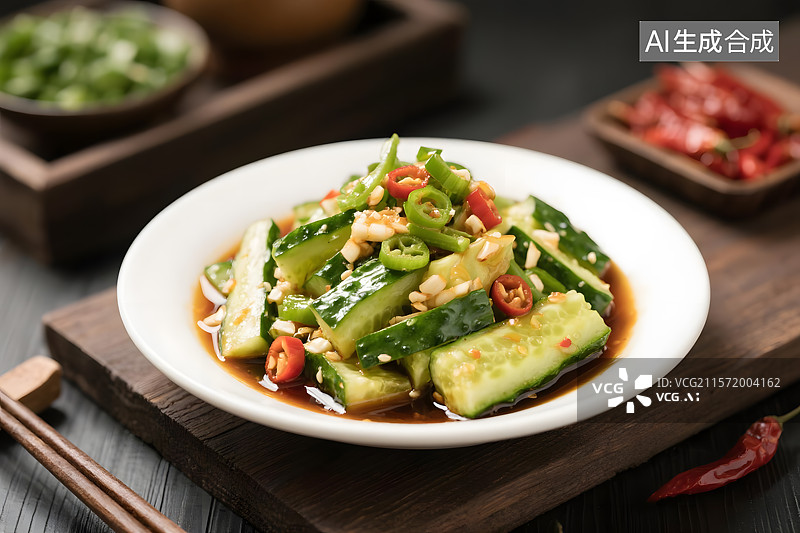 【AI数字艺术】爽口开胃的凉拌黄瓜图片素材