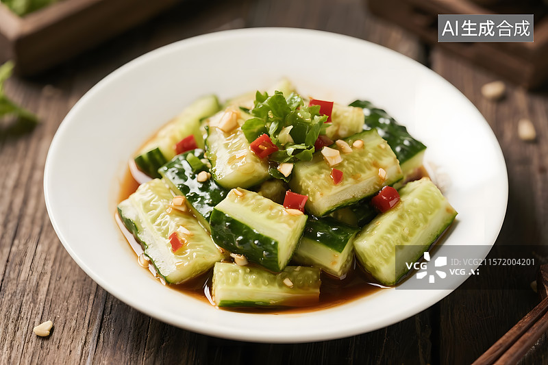 【AI数字艺术】爽口开胃的凉拌黄瓜图片素材