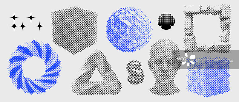 复古未来主义Y2K时尚3D几何图形图片素材