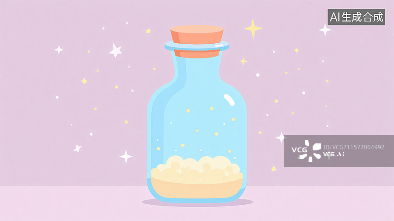 【AI数字艺术】扁平插画许愿瓶图片素材