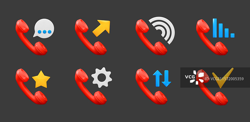 3D电话接收器图标热线电话图片素材