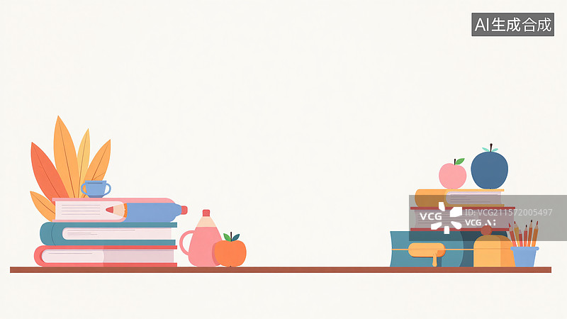 【AI数字艺术】扁平插画一堆文具图片素材