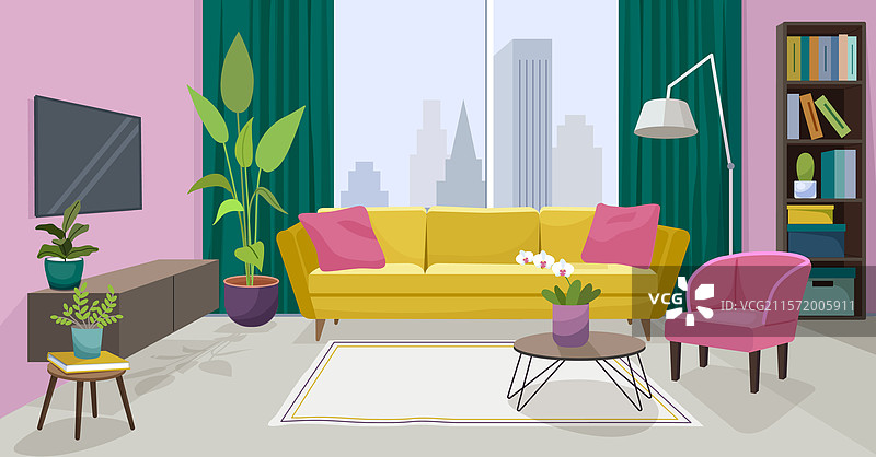 可爱的客厅装饰家居室内柔和风格图片素材