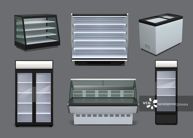 超市冷冻柜货架展示空空如也图片素材