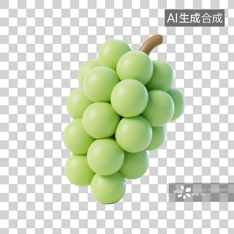 【AI数字艺术】膨胀风卡通青提元素图片素材