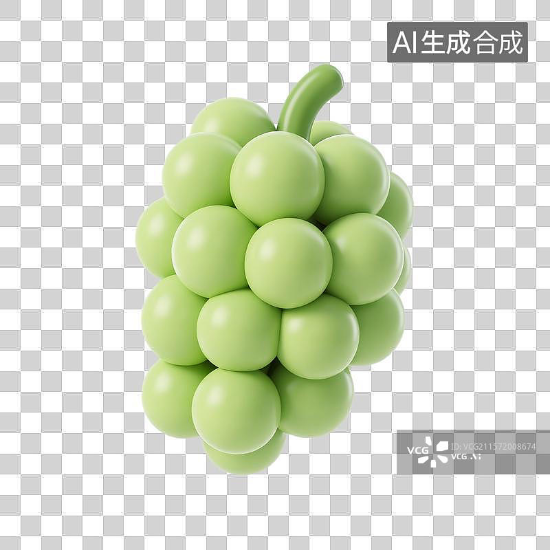 【AI数字艺术】膨胀风卡通青提元素图片素材