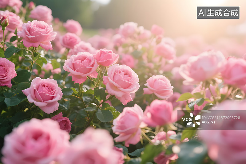 【AI数字艺术】盛开的玫瑰花丛图片素材