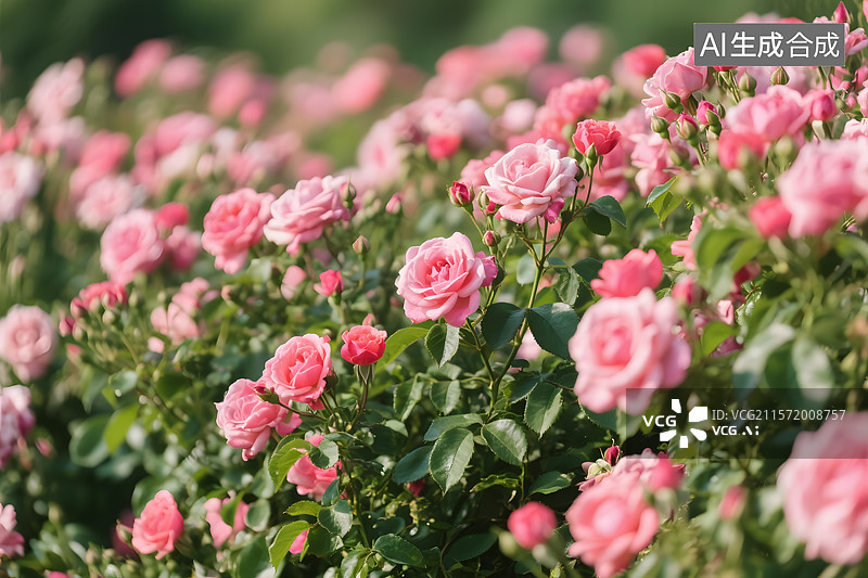 【AI数字艺术】盛开的玫瑰花丛图片素材