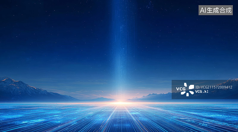 【AI数字艺术】未来科技光芒照亮的虚拟空间图片素材