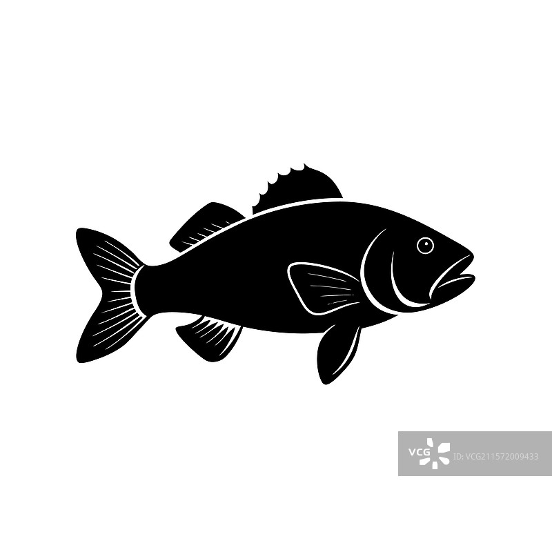 黑色鲈鱼剪影艺术 黑色鲈鱼图片素材