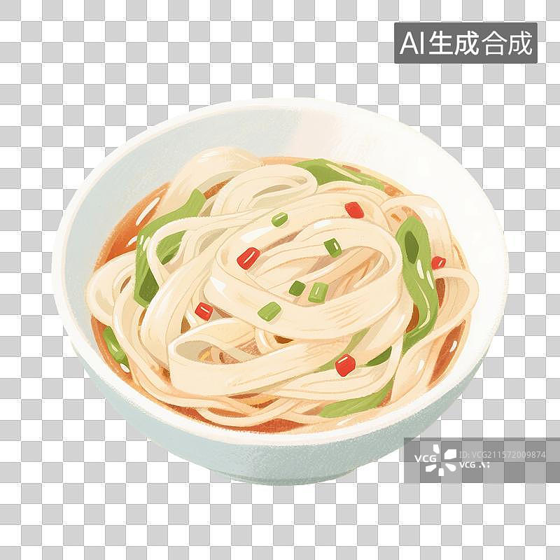 【AI数字艺术】国风手绘插画，红油面皮，宽面，凉皮，面皮，传统美食免抠元素图片素材
