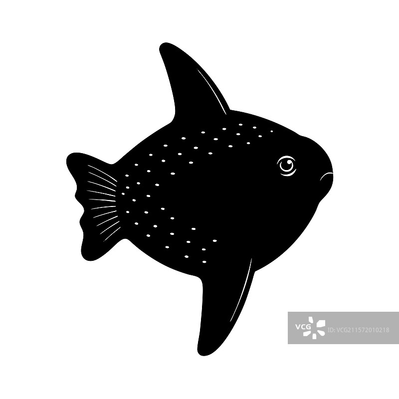 黑色海洋太阳鱼剪影图片素材