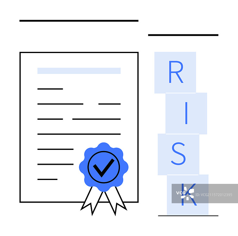 认证文件与堆叠的风险块旁边图片素材