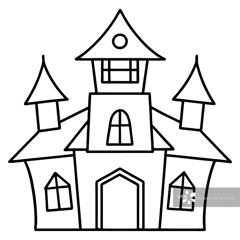 白色背景上的黑色剪影鬼屋图片素材