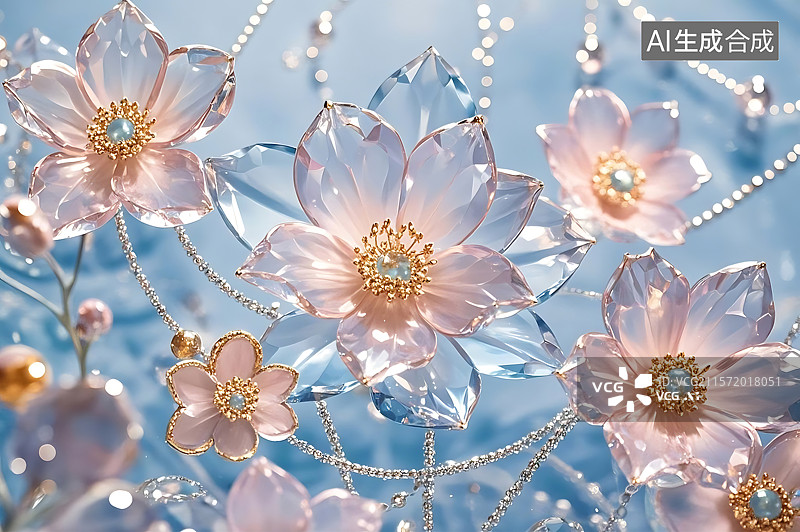 【AI数字艺术】水晶花朵饰品图片素材