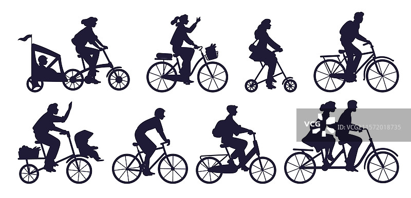 男女骑自行车的人们图片素材