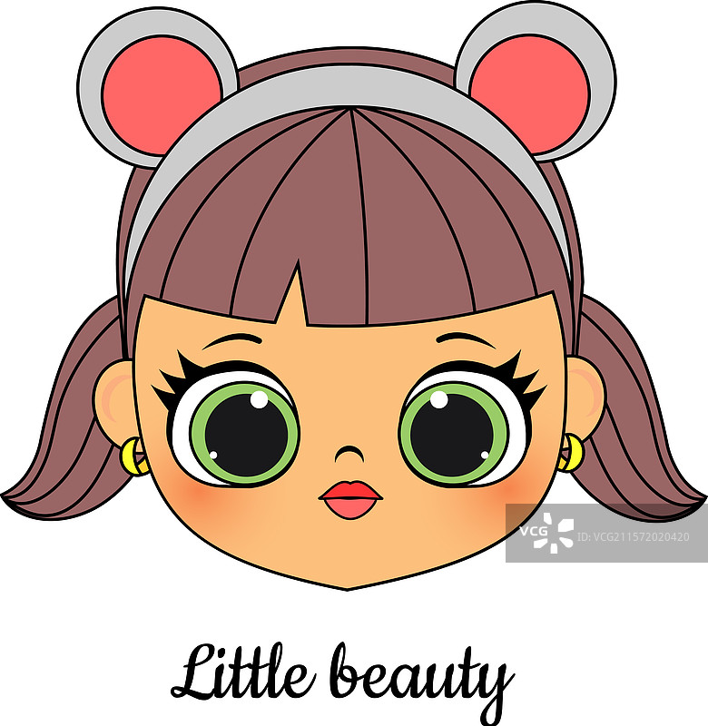 可爱的小女孩戴着老鼠耳朵头带图片素材