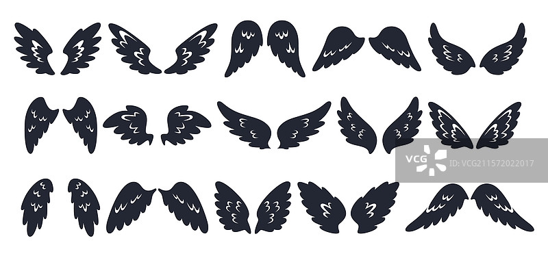 天使翅膀剪影图形神圣图标图片素材