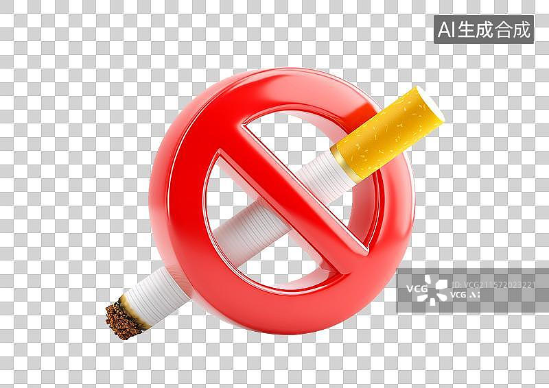 【AI数字艺术】【免抠png素材】一个3D卡通禁止吸烟的标识图片素材