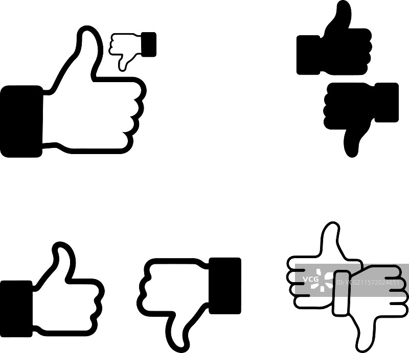 社交媒体的点赞和点踩图标图片素材