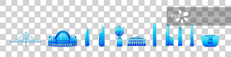 3D渲染的香港地标建筑元素香港城市元素图片素材