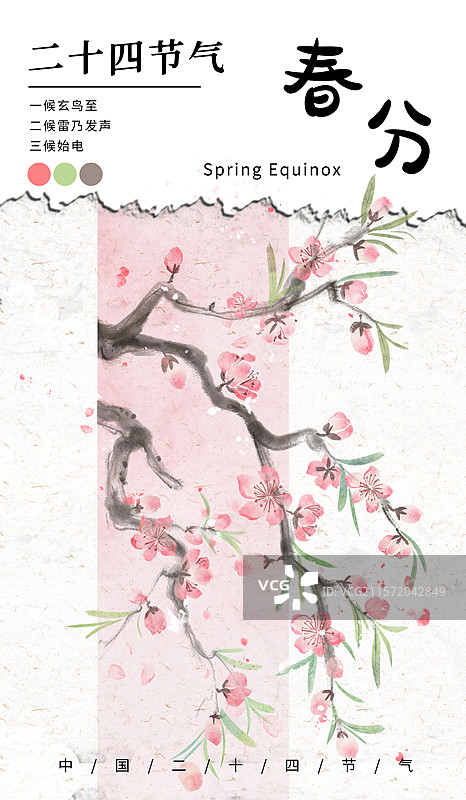 桃花春分节气海报图片素材