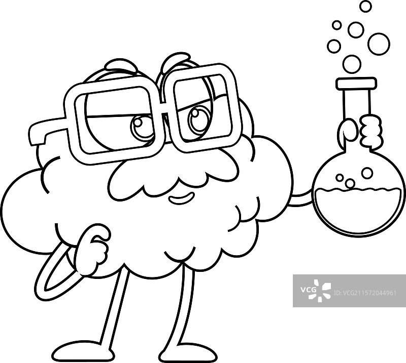 轮廓化的科学家或教授与大脑图片素材