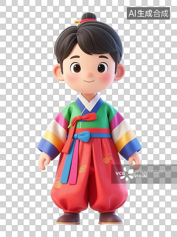 【AI数字艺术】身着民族服饰的黎族卡通男孩形象图片素材