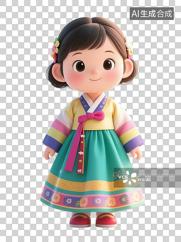 【AI数字艺术】身着民族服饰的朝鲜族卡通女子形象图片素材