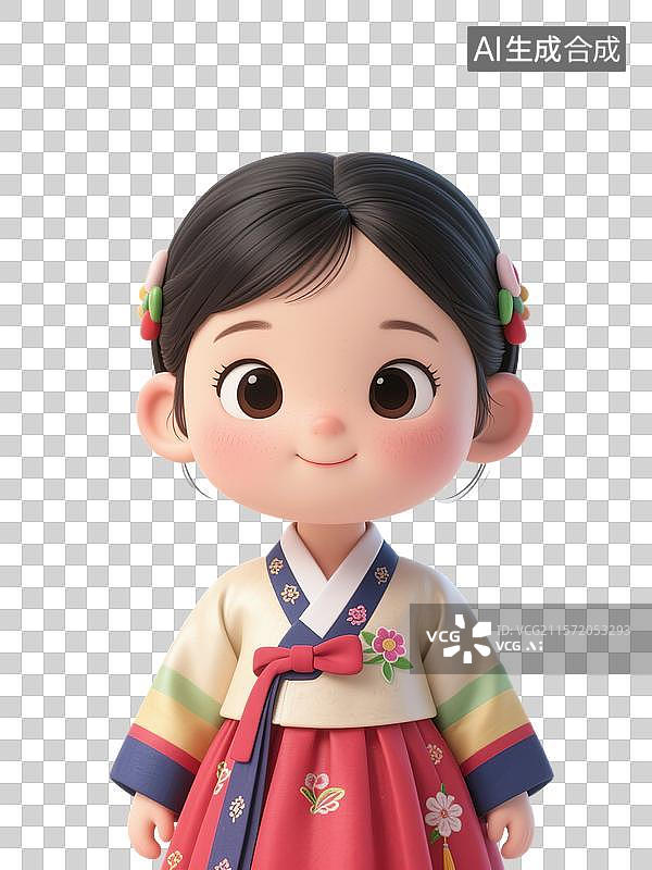 【AI数字艺术】身着民族服饰的朝鲜族卡通女子形象图片素材