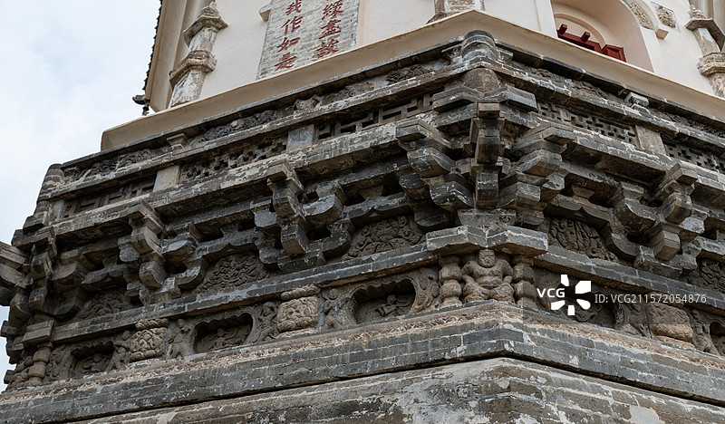 天津蓟县白塔塔身砖雕图片素材