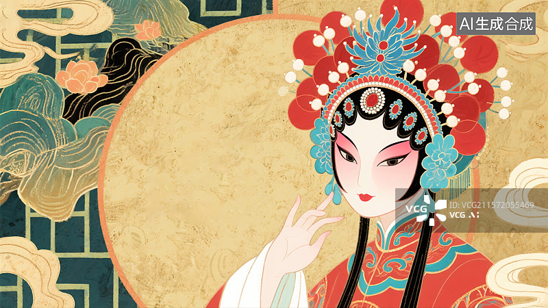 【AI数字艺术】戏剧花旦人物插画图片素材