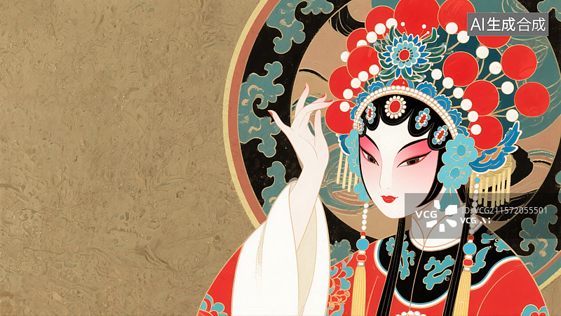 【AI数字艺术】戏剧花旦人物插画图片素材