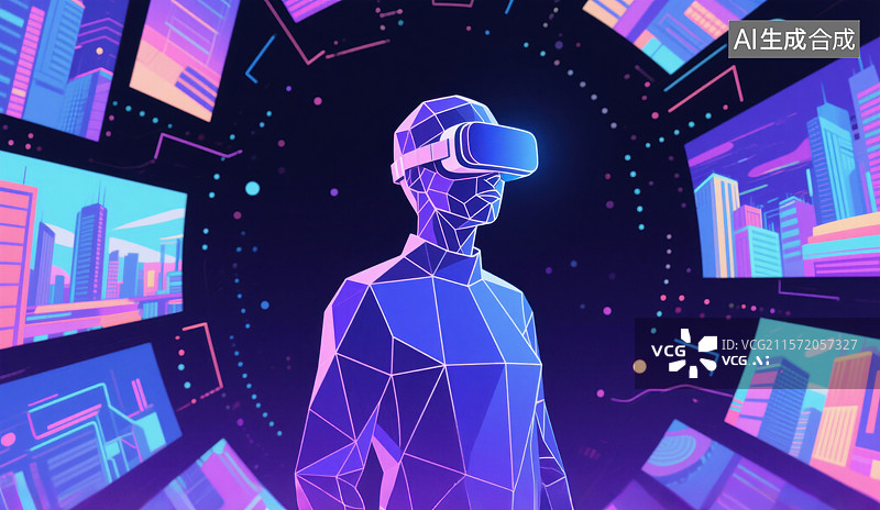 【AI数字艺术】3D三维VR眼镜虚拟角色元宇宙图片素材