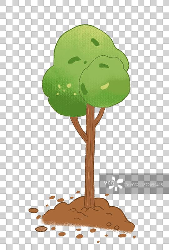 儿童肌理风插画的大树图片素材