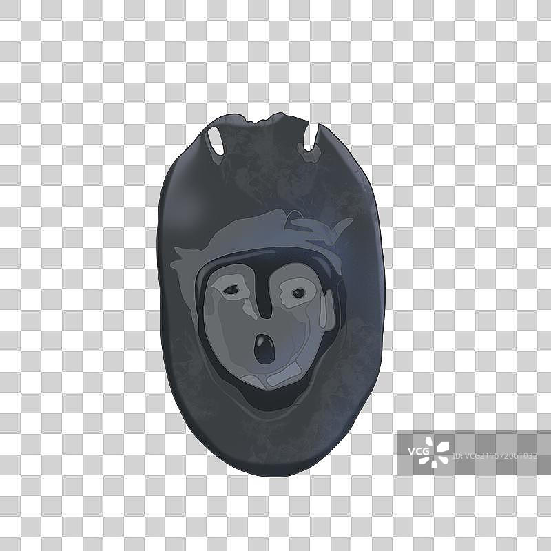 新石器时期人面形玉佩插画图片素材