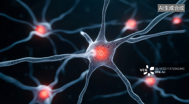 【AI数字艺术】神经元细胞结构示意图图片素材