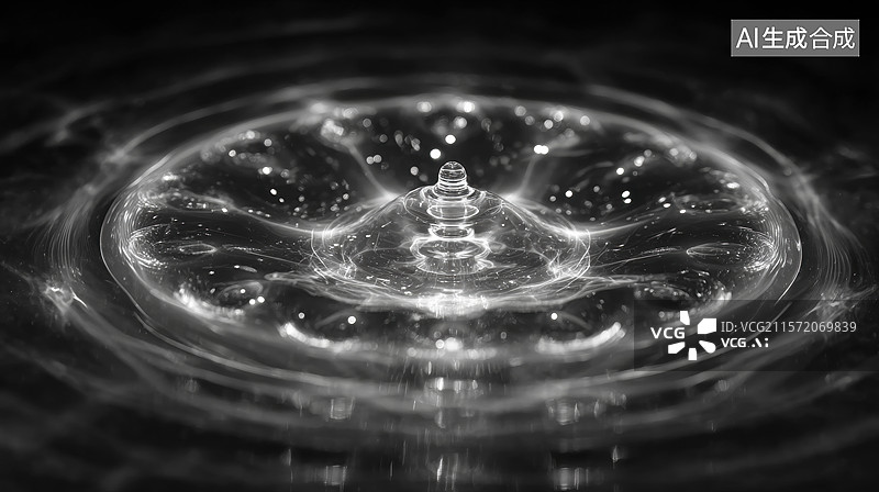 【AI数字艺术】水滴撞击水面形成的涟漪图片素材