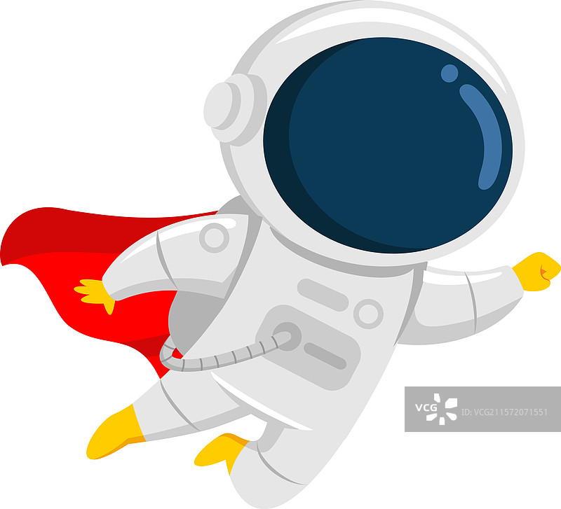 可爱的宇航员超级英雄卡通角色在飞行图片素材