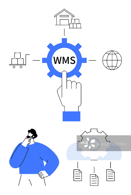 仓库管理系统概念与齿轮图片素材