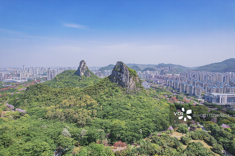 广西柳州马鹿山公园航拍图片素材