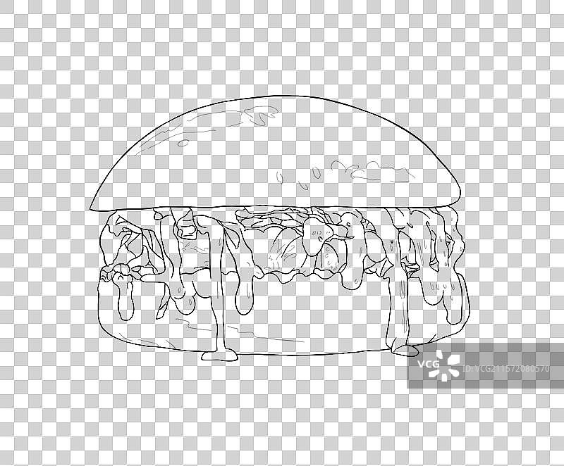 芝士牛肉汉堡线稿插画免扣素材图片素材