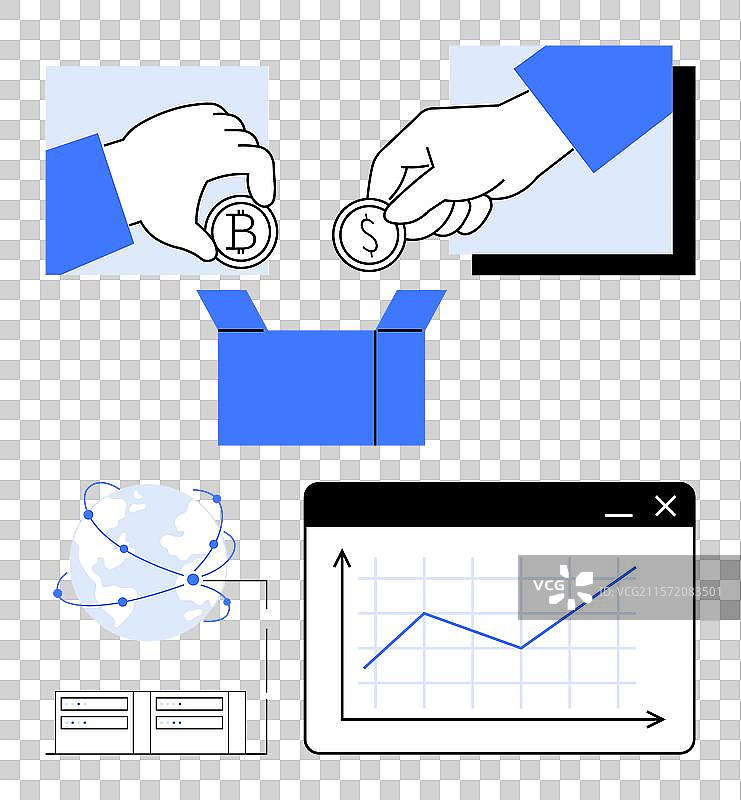 数字货币交易全球交易图片素材